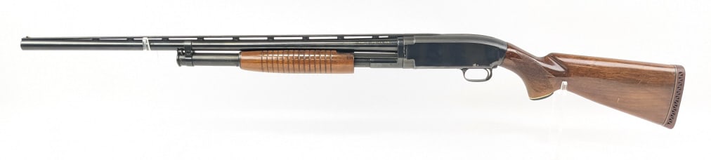 Winchester Model 12 Trap Grade 12 Ga Pump Shotgun: Winchester Model 12 Trap Grade 12 Ga Pump Action Shotgun. Shotgun was manufactured in 1960 and features a 28in modified choke barrel, vented rib, blued finish, and checkered wood stock with ribbed pum