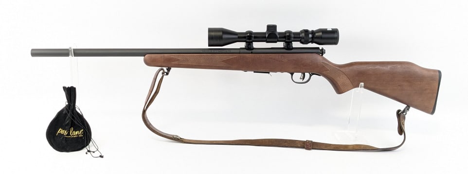 Savage Model 93R17 .17 HMR Bolt Action Rifle: Savage Model 93R17 .17 HMR Bolt Action Rifle. Comes with two extra mags and features a 21in barrel, Bushnell 3-9x scope, cerakote black finish, and checkered wood stock. Rifle is in very nice conditio