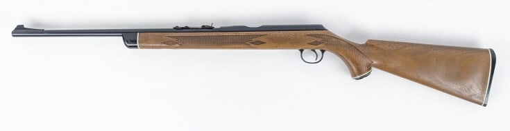 Daisy Model VL Caseless .22VL Single Shot Rifle: Daisy Model VL Caseless .22VL Single Shot Rifle. Rifle shoots a unique caseless .22 ammo developed by Daisy and features a 18in barrel, blued finish, and a checkered plastic stock with a wood grain pa