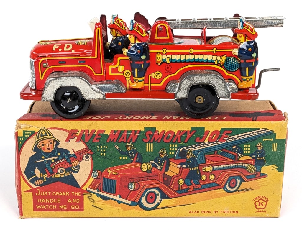 Japan Tin Friction Five Man Smoky Joe w/ Box (1 of 9)