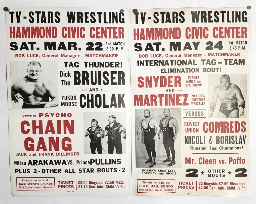 (2) Vintage Hammond Civic Center Wrestling Posters (1 of 10)