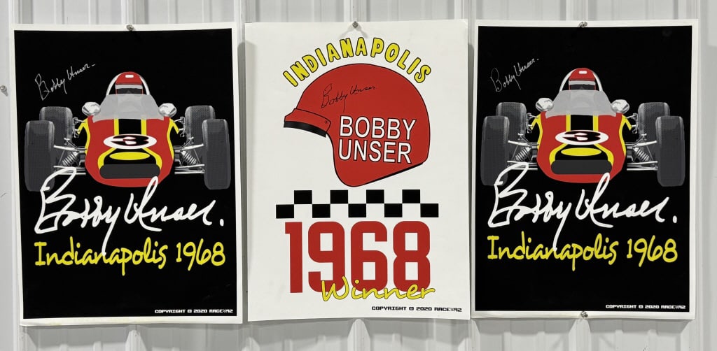 (3) Bobby Unser Signed 1968 Indy 500 Posters (1 of 10)