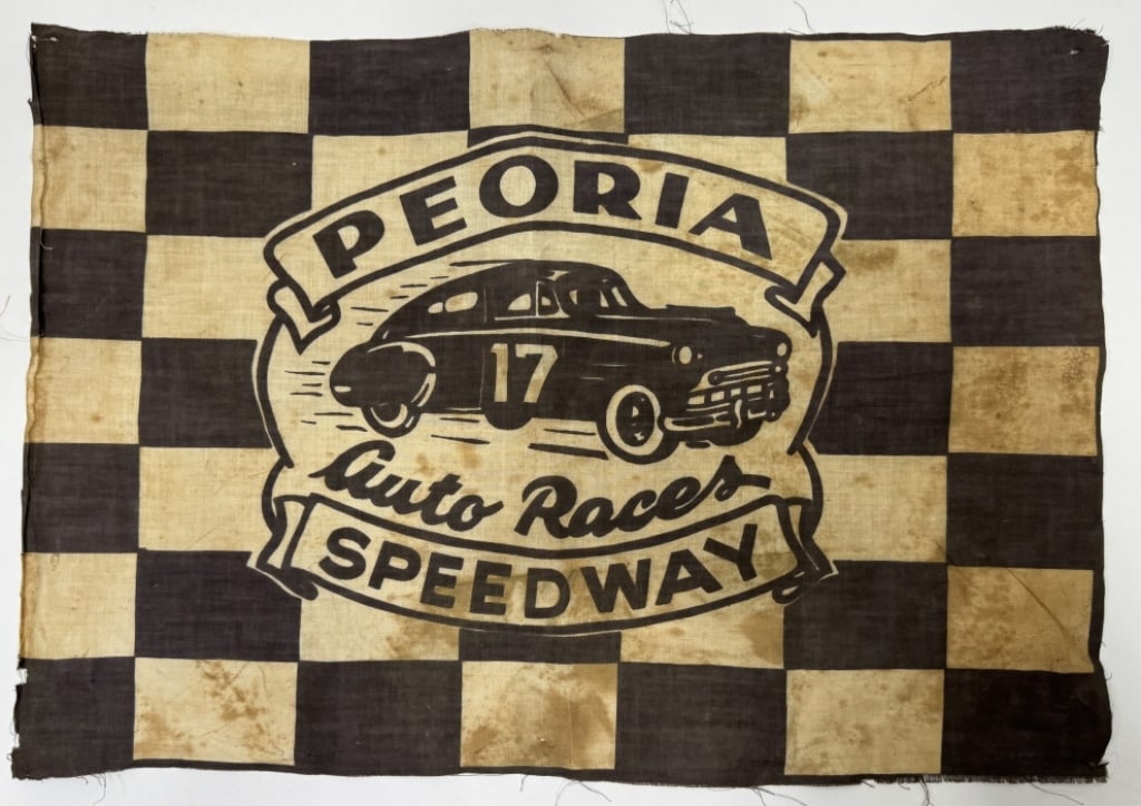 1940s-50s Peoria Speedway Cloth Checkered Flag (1 of 5)