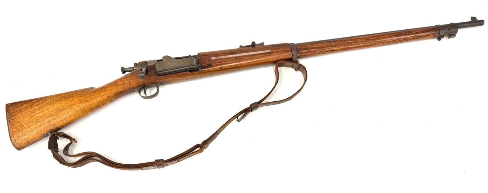 US Springfield Armory Model 1898 30-40 Krag Bolt Action Rifle with Sling: US Springfield Armory Model 1898 30-40 Krag Bolt Action Rifle with Sling.? The US Springfield Armory Model 1898 Rifle is in very nice used condition.? Barrel measures 30 inches in length.? Wood stock