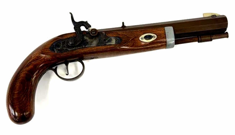 Connecticut Valley Arms .50 Cal Percussion Pistol: Connecticut Valley Arms .50 Cal Percussion Pistol. The CVA 50 caliber percussion pistol is in very nice used condition. Octagonal barrel measures 9 inches in length. Wood stock is in like new conditio
