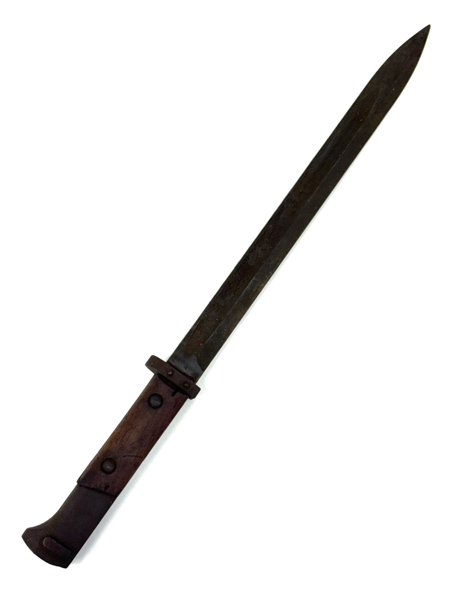WW II German Marked Czech Bayonet: WW II German Marked Czech Bayonet. The WW II German marked Czech bayonet is in nice used condition. Blade is marked double circled Z and the other side has a eagle over 607. Blade measures 11 7/8 inch