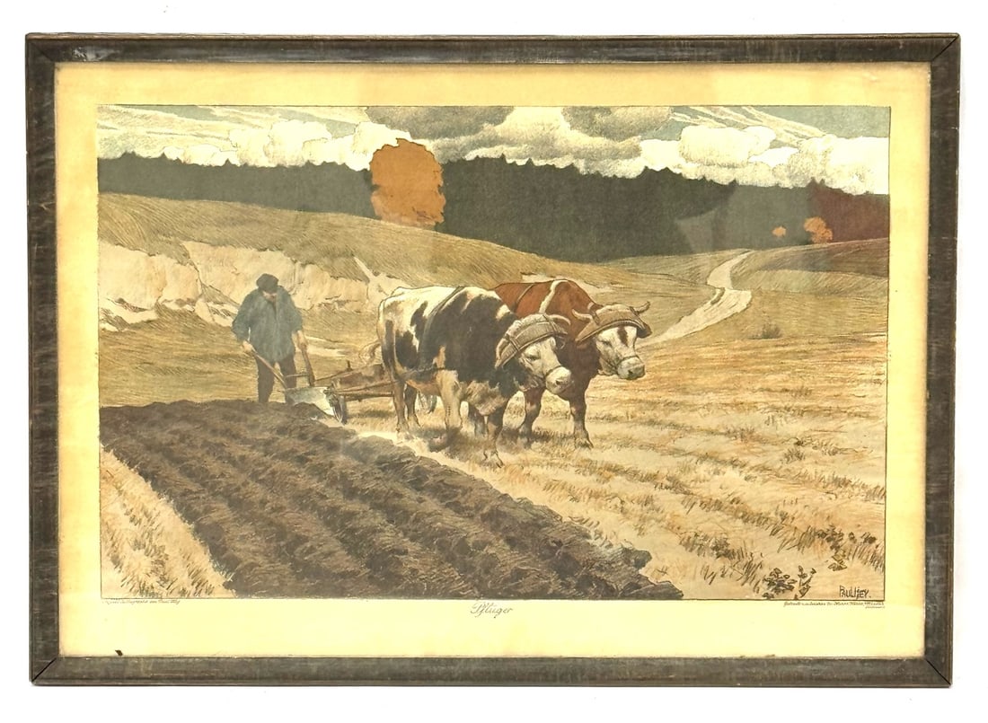 Original Lithograph by Daut Hay of "Tiller" by Paul Hey: Original Lithograph by Daut Hay of "Tiller" by Paul Hey.? Framed under glass appears to be in good condition measuring 23.5in x 16.75in