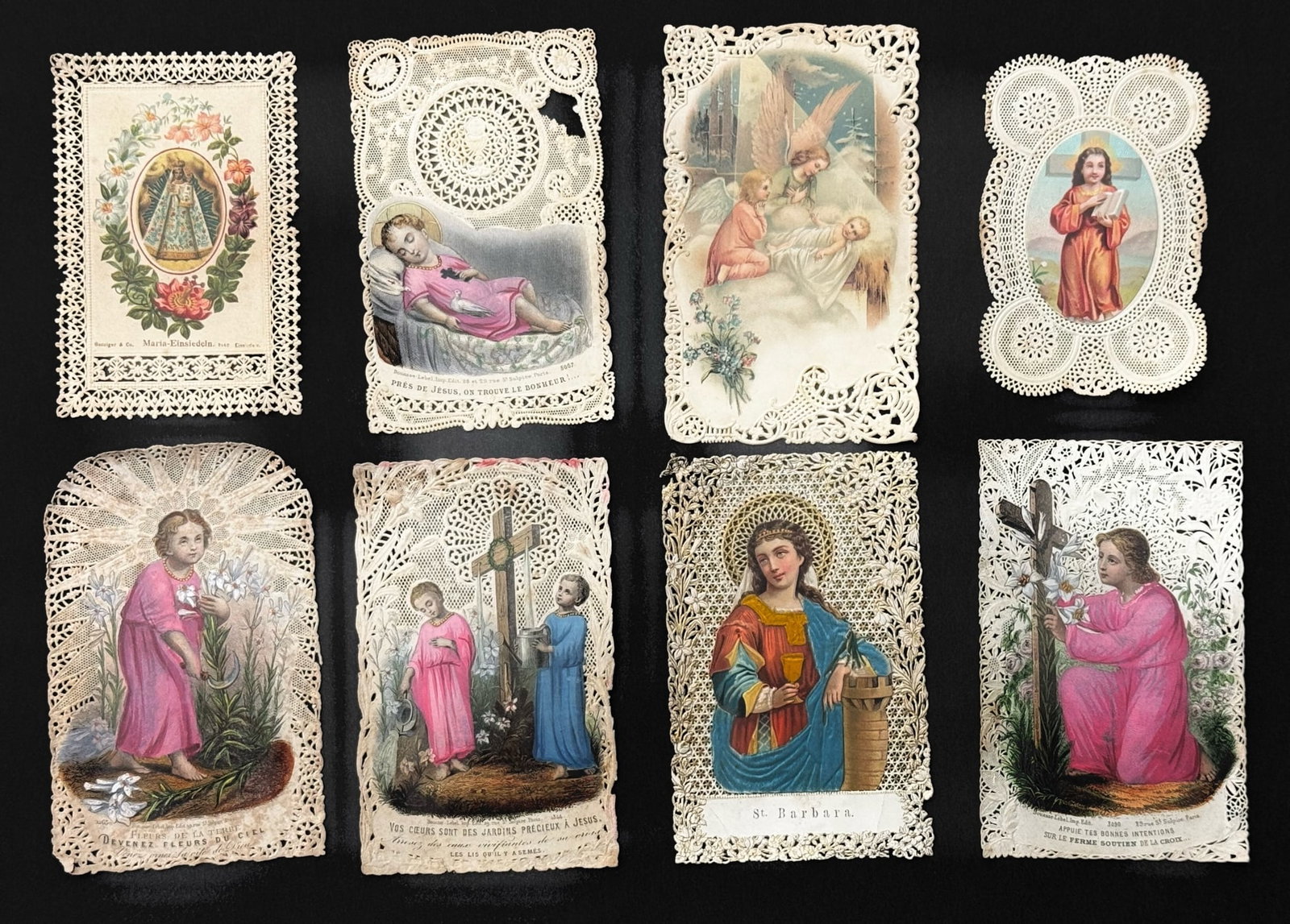 (8) Antique German Diecut Lace Prayer Devotional Cards: (8) Antique German Diecut Lace Prayer Devotional Cards