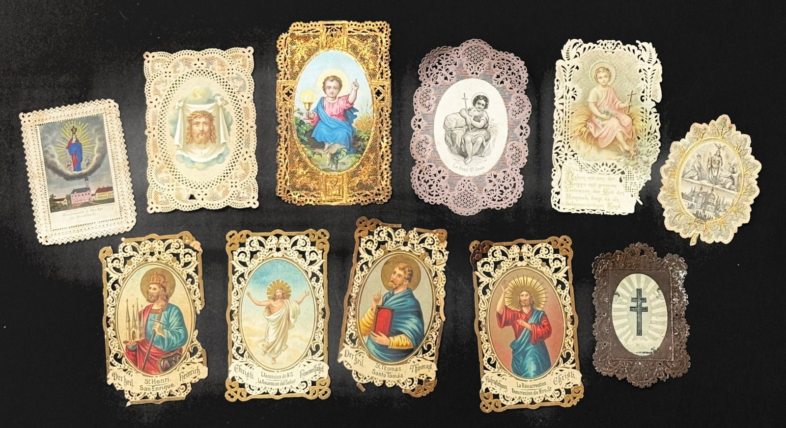(11) Antique German Diecut Lace Prayer Devotional Cards: (11) Antique German Diecut Lace Prayer Devotional Cards