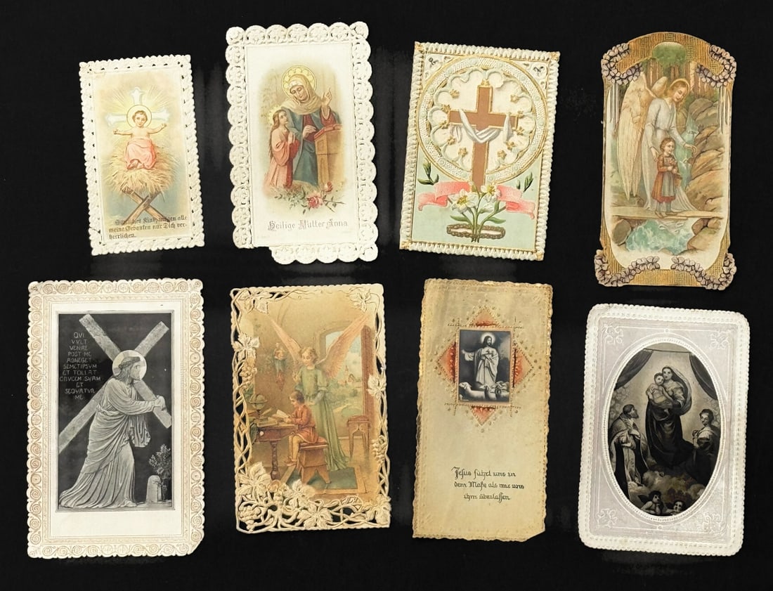(8) Antique German Diecut Prayer Devotional Cards: (8) Antique German Diecut Prayer Devotional Cards