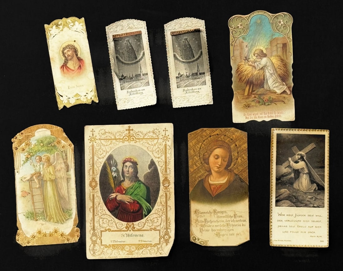 (8) Antique German Diecut Prayer Devotional Cards: (8) Antique German Diecut Prayer Devotional Cards