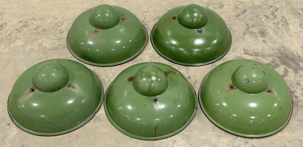 5) Green Porcelain Gas Station Island Light Shades (1 of 15)