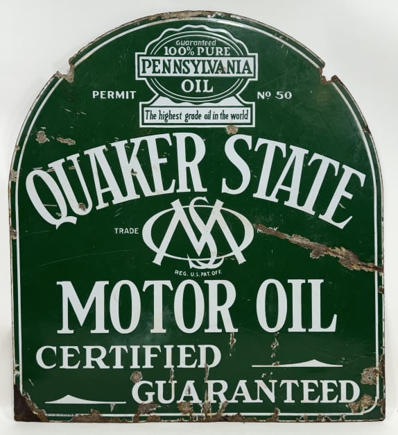 Vintage DSP Quaker State Motor Oil Tombstone Sign (1 of 15)