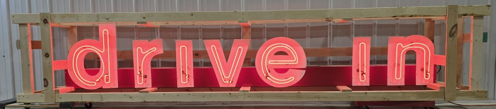 12 Foot Custom "Drive-In" Tin Box Red Neon Sign (1 of 6)