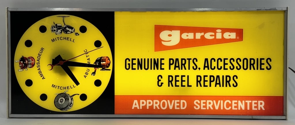 Vintage Garcia Fishing Reels Lighted Dealer Clock (1 of 10)