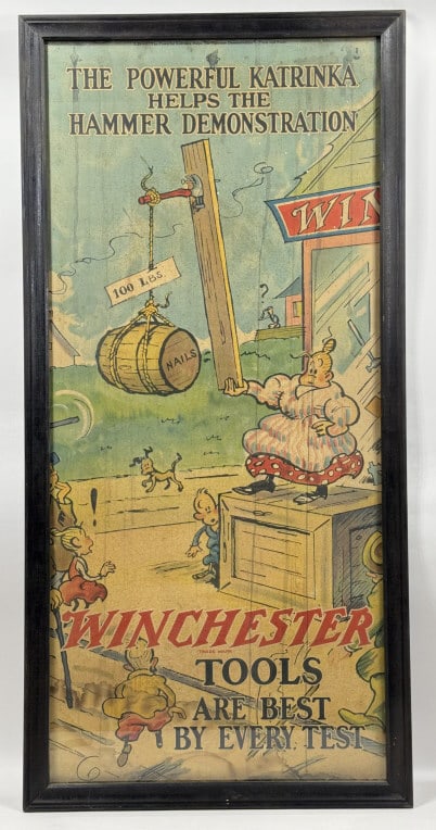 Large 1920s-30s Winchester Tools 2-Sided Adv Sign (1 of 16)