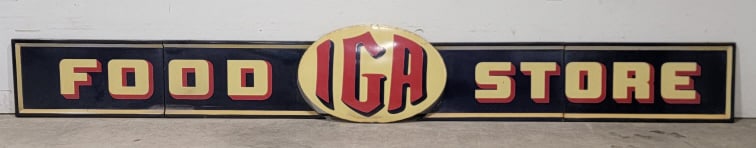 Vtg. Large SSP "IGA" Food Store Advertising Sign (1 of 17)