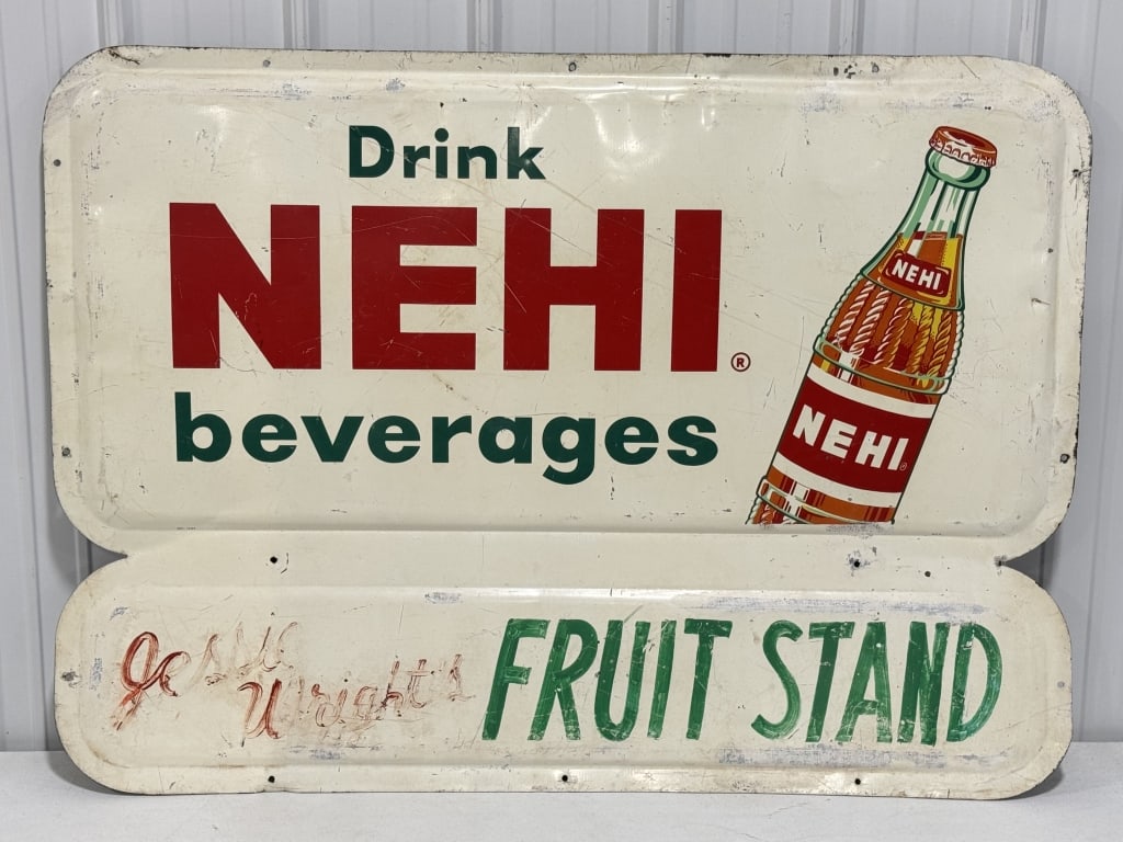 Vintage SST Nehi Beverages Embossed Sign 52x37 (1 of 8)