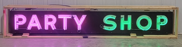 Vintage Large Metal "Party Shop" Neon Sign (1 of 18)