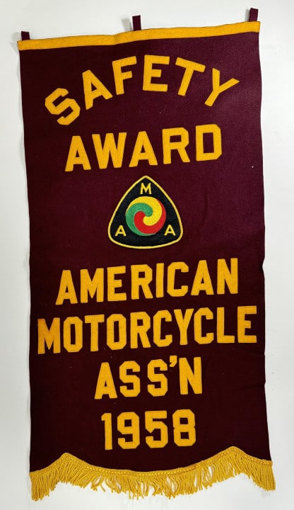 1958 AMA American Motorcycle Safety Award Banner (1 of 8)