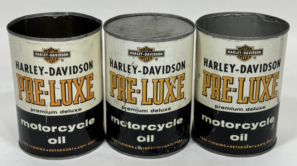 3) Vintage Harley-Davidson Pre-Luxe Quart Oil Cans (1 of 8)