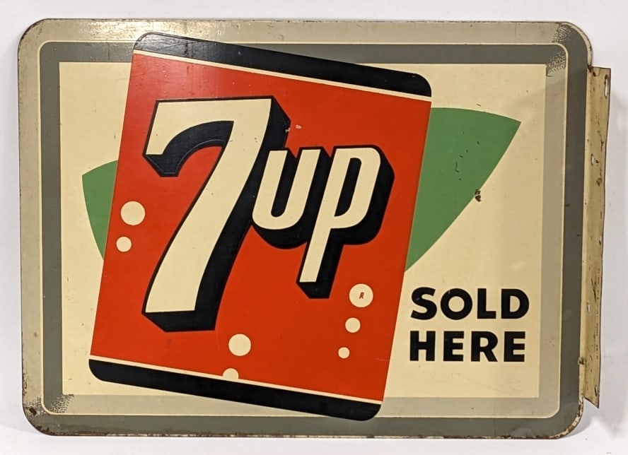 Vintage DST 7up Sold Here Advertising Flange Sign (1 of 6)