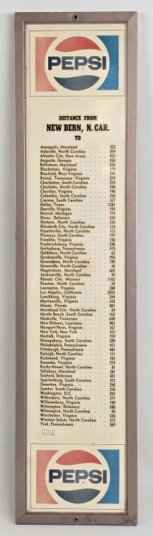 Pepsi Advertising Mileage Sign From New Bern NC (1 of 4)