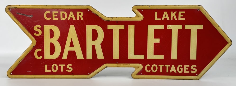 Vintage SST Cedar Lake Bartlett Cottage Arrow Sign (1 of 8)