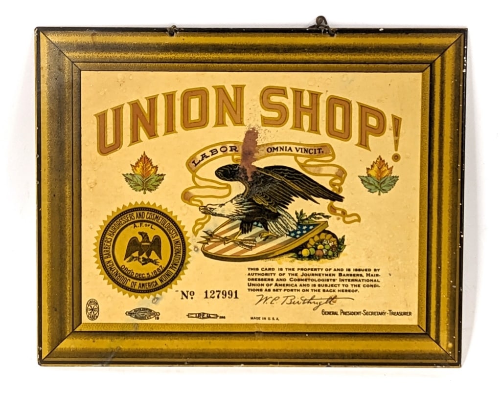 Vintage SST Barbers Union Shop Wall Card (1 of 5)