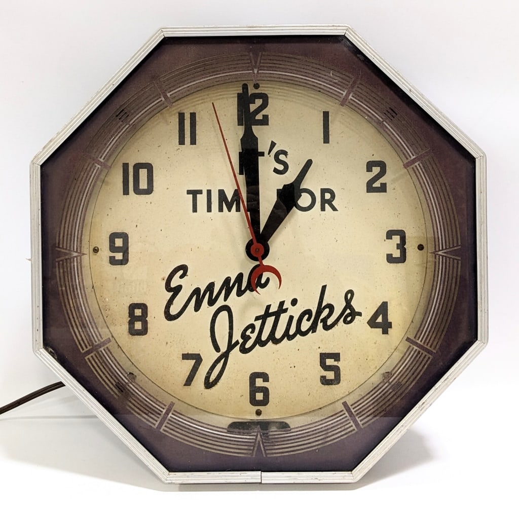 1940's Enna Jetticks Shoes Neon Advertising Clock (1 of 11)