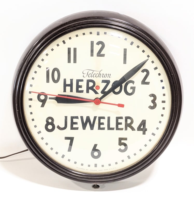 Vintage Telechron Herzog Jeweler Advertising Clock (1 of 9)
