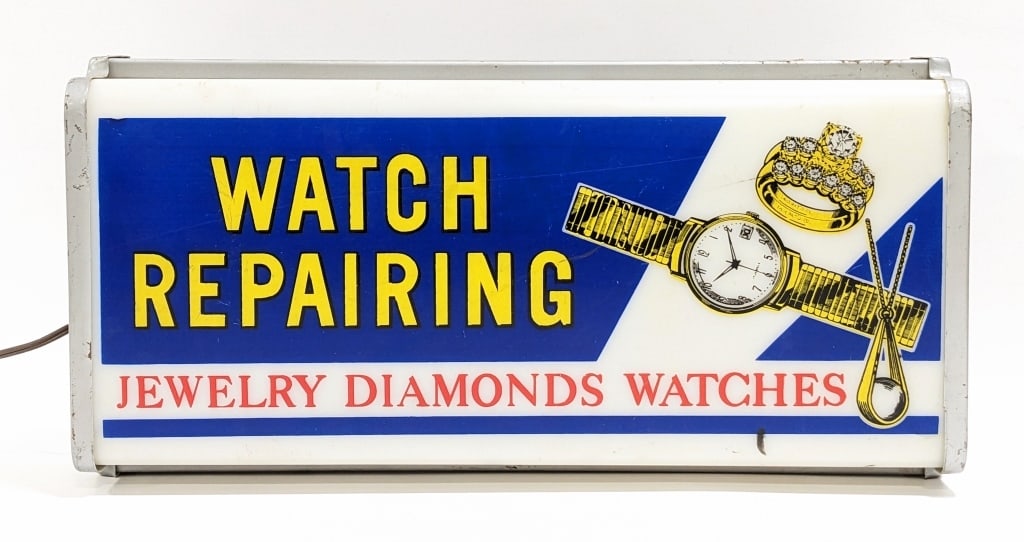 Vintage Watch Repairing Lighted Advertising Sign (1 of 8)