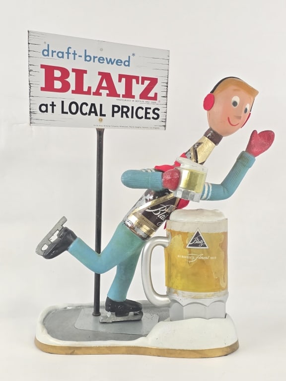 Vintage Blatz Beer Ice Skating Bottle Statue (1 of 7)