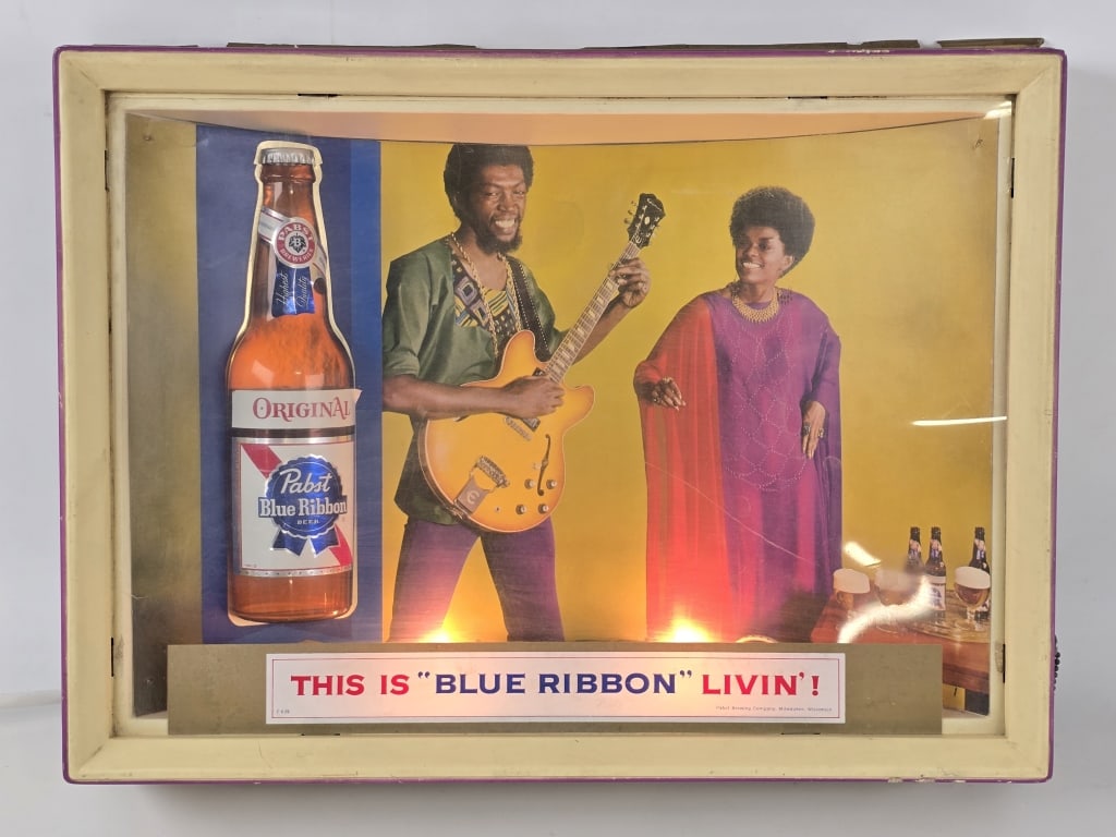 Vintage Pabst Blue Ribbon "Livin' !" Lighted Sign (1 of 12)