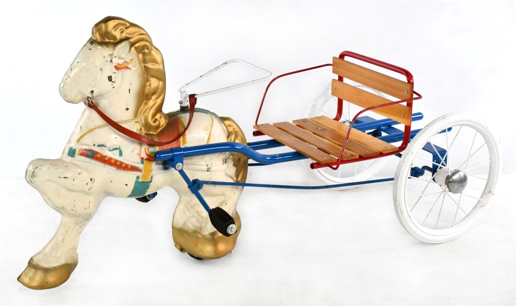 MOBO White Pedal Horse With Sulky Cart (1 of 7)