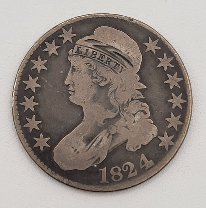 1824 United States Silver Bust Type Half Dollar: Nice circulated conditon.
