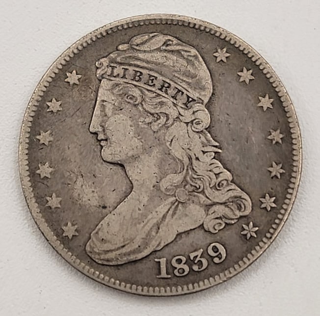 1839 United States Silver Bust Type Half Dollar: Nice circulated condition.