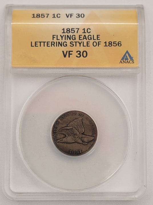 1857 United States Flying Eagle Cent ANACS VF 30 (1 of 2)