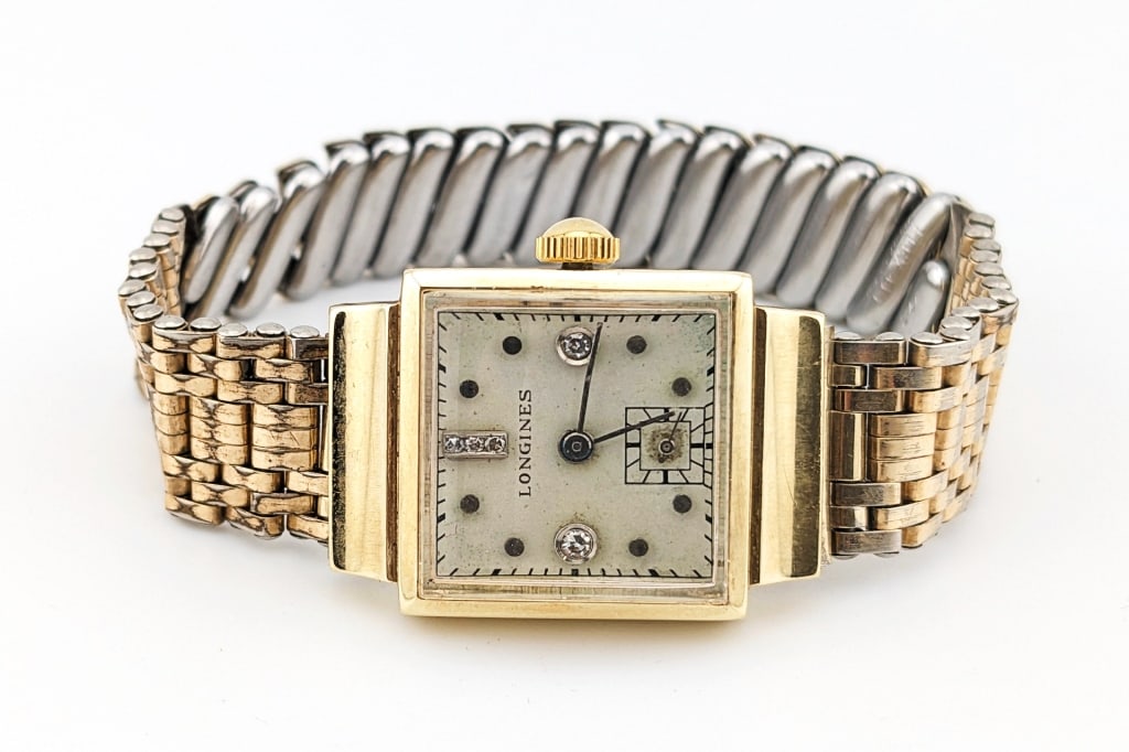 Men's Vintage Longines 14K Diamond Dial Wristwatch (1 of 7)