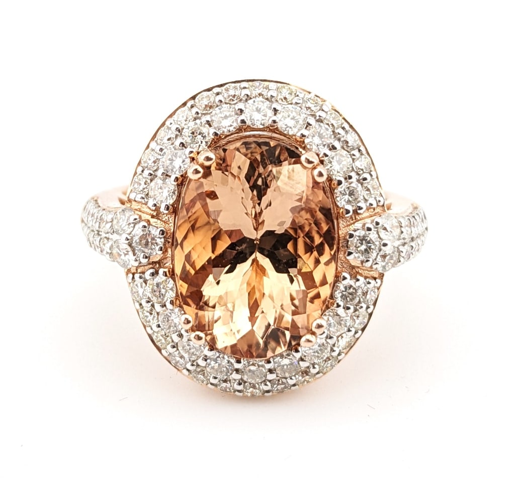 14K Rose Gold 6.44ctw Morganite and Diamond Ring (1 of 8)