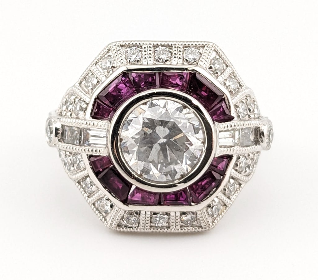 Platinum 3.45ctw Diamond and Ruby Ring (1 of 8)