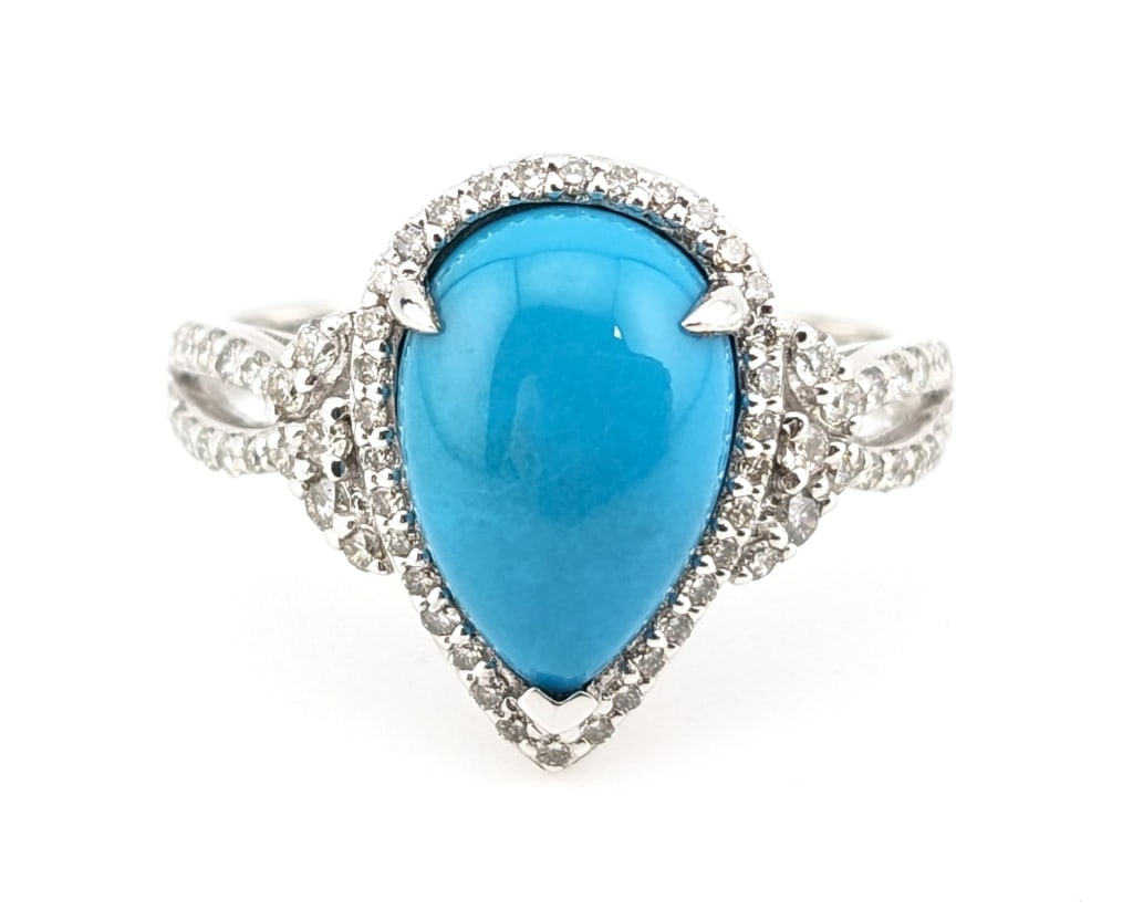 Platinum 2.79ctw Turquoise and Diamond Ring (1 of 8)