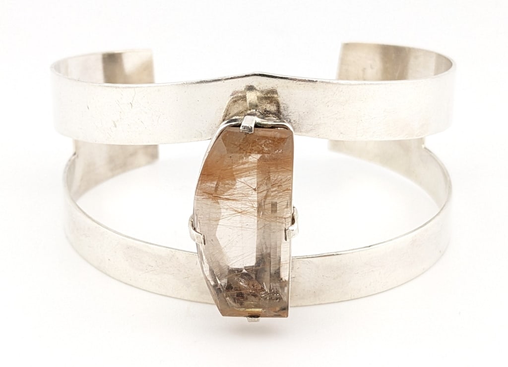 Sterling Golden Rutilated Quartz Cuff Bracelet (1 of 5)
