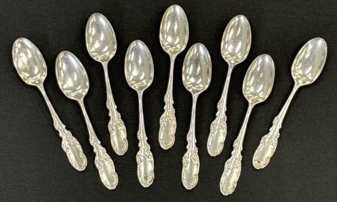 9 Pc. Whiting "Orleans" Sterling Silver Teaspoons (1 of 4)