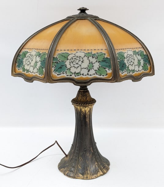 Reverse Painted Glass Lamp With Spelter Base (1 of 14)