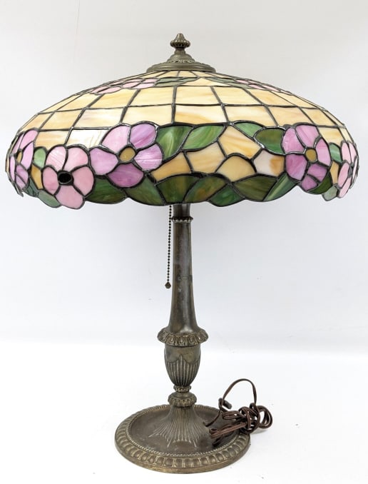 Lamb Bros. Glass Shade With Bronze Lamp Base (1 of 14)