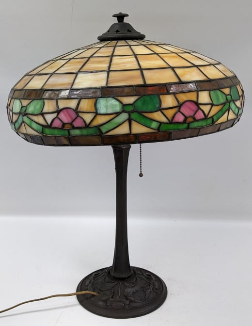 Lamb Bros. Glass Shade With Cast Iron Lamp Base (1 of 13)