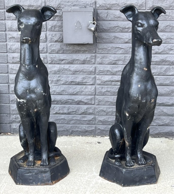 (2) Whippet Dogs Cast Iron Statues (1 of 5)