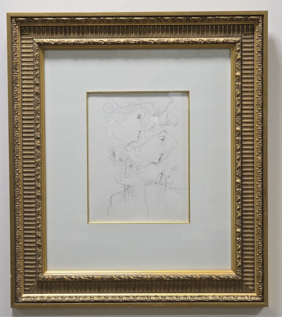 Alvar Sunol "Couple With Dove" Pencil Drawing (1 of 5)