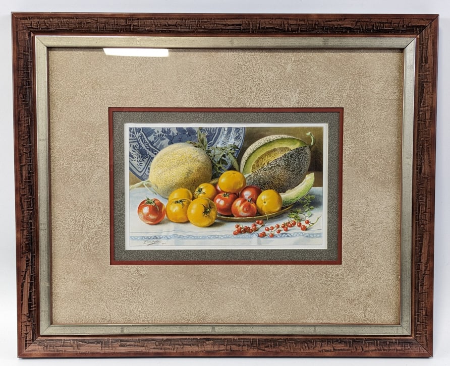 1900 "Melons & Tomatoes" Framed Chromolithograph (1 of 4)